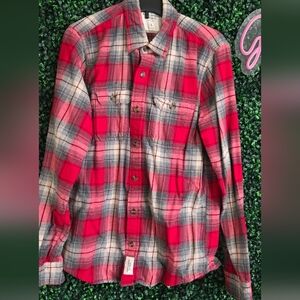 Abercrombie & Fitch Thick Green Plaid Muscle Shirt Large Fits Like Medium